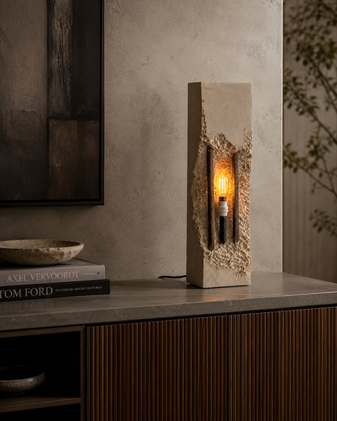 Concrete industrial light upright studio product image